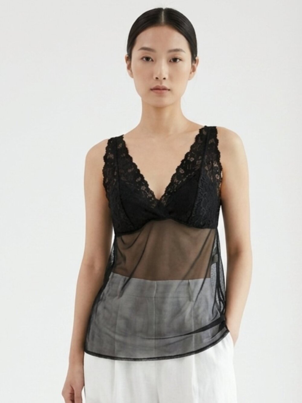 Avon Intimates Tank Tunic Black Lace Mesh Goth Whimsigoth Sheer Grunge M